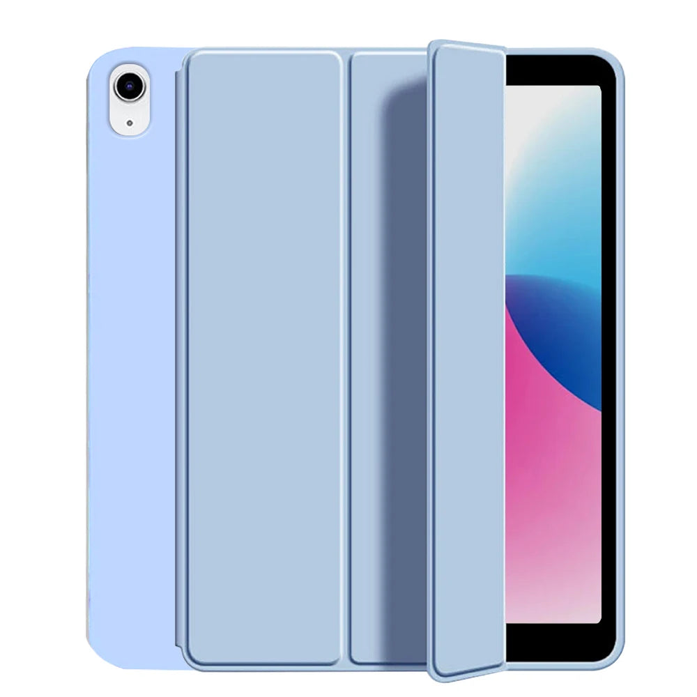 for iPad 5/6/7/8/9/10th gen Compatible with Air 4/5/6/7 Pro 11, three fold stand intelligent protective cover with soft TPU case