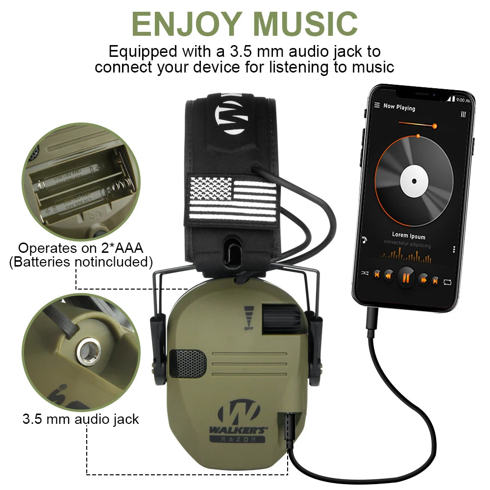 Outdoor hunting/shooting earmuffs actively reduce noise to protect hearing, train tactical headphones to strengthen human voice