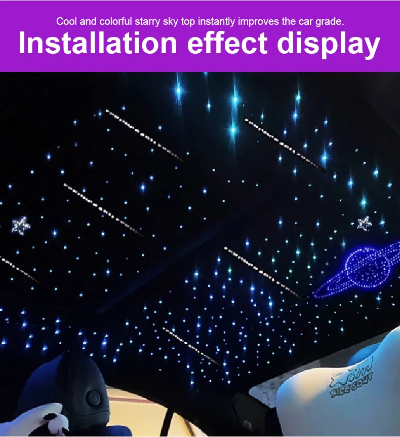 RGB Led Star Roof Starlight Headliner Remote Control Fiber Optic Lamp APP Voice 16W Twinkle Starry Sky Car Star Ceiling Light