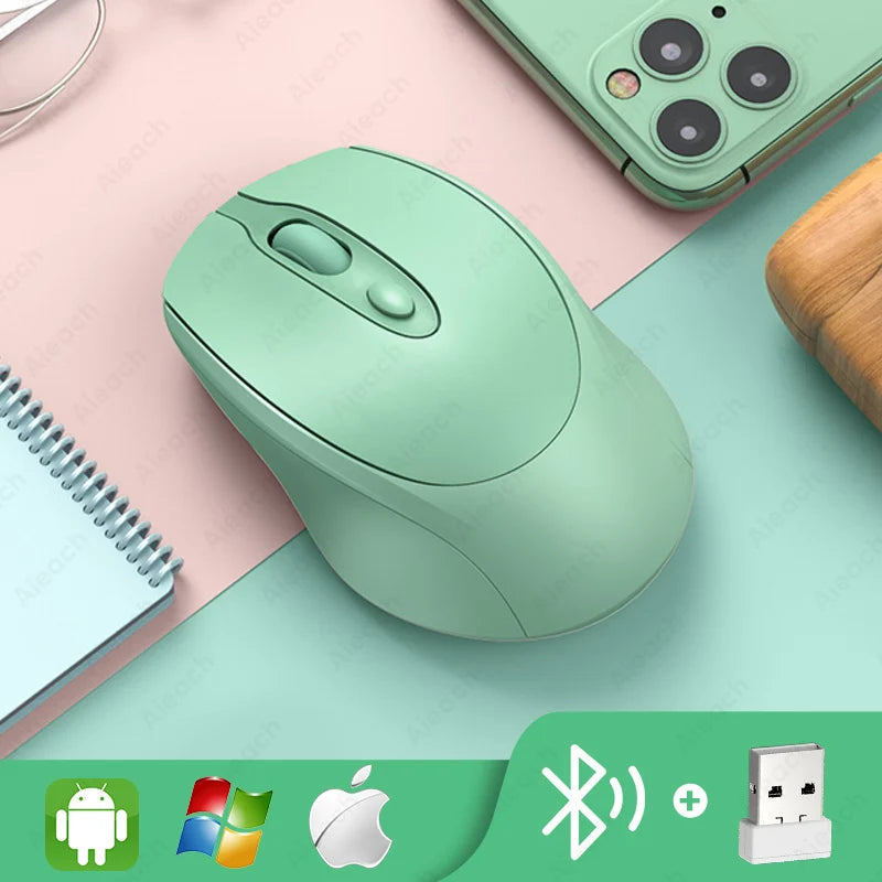 Portable Wireless Bluetooth Mouse Compact Ergonomic 2.4G USB Noiseless 1600DPI 500mAh Rechargeable for PC Tablet Laptop MacBook
