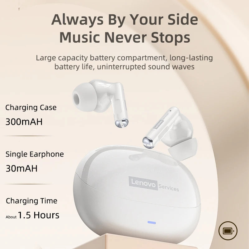  Lenovo LE257 TWS Wireless Bluetooth 6.0 Headphones HiFi Sound ENC Call Noise Reduction Earphone Gaming Sports Headset With Mic