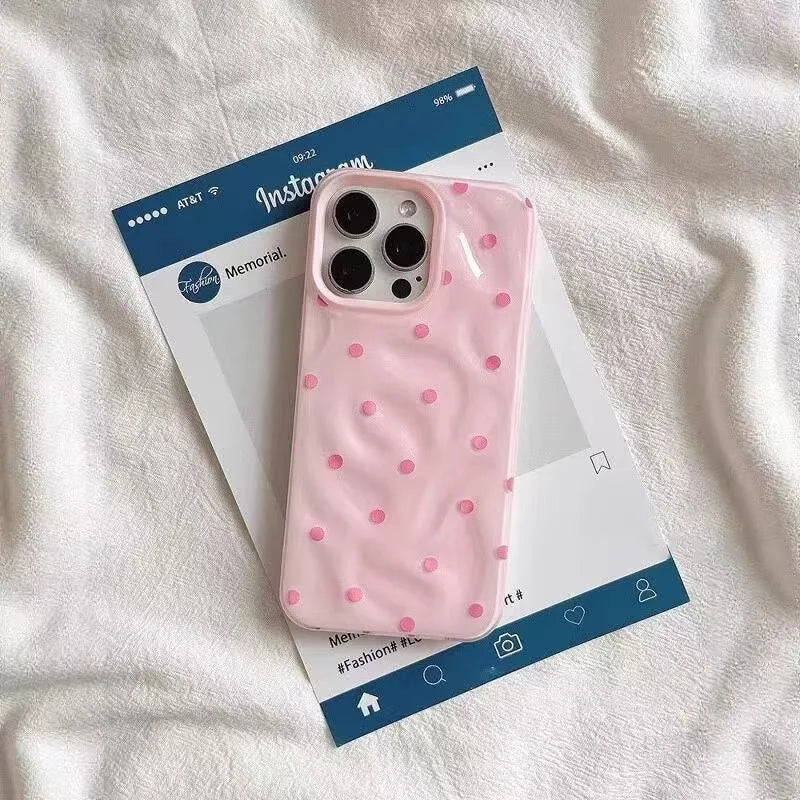 Black Polka Dots Case For IPhone 16 15 Plus 12 13 11 17 Pro Max Lovely Cover For Iphone 16 15 14 Plus Case Cover Funda Bumber