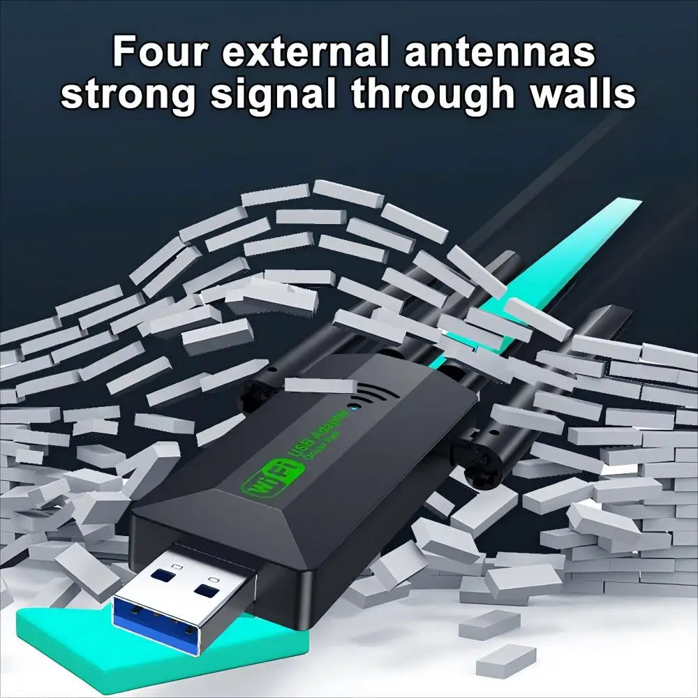Original USB 3.0 WiFi 6 Adapter 802.11AX 4-Antenna 1200Mbps Dual Band 2.4G 5G For Windows 10/11