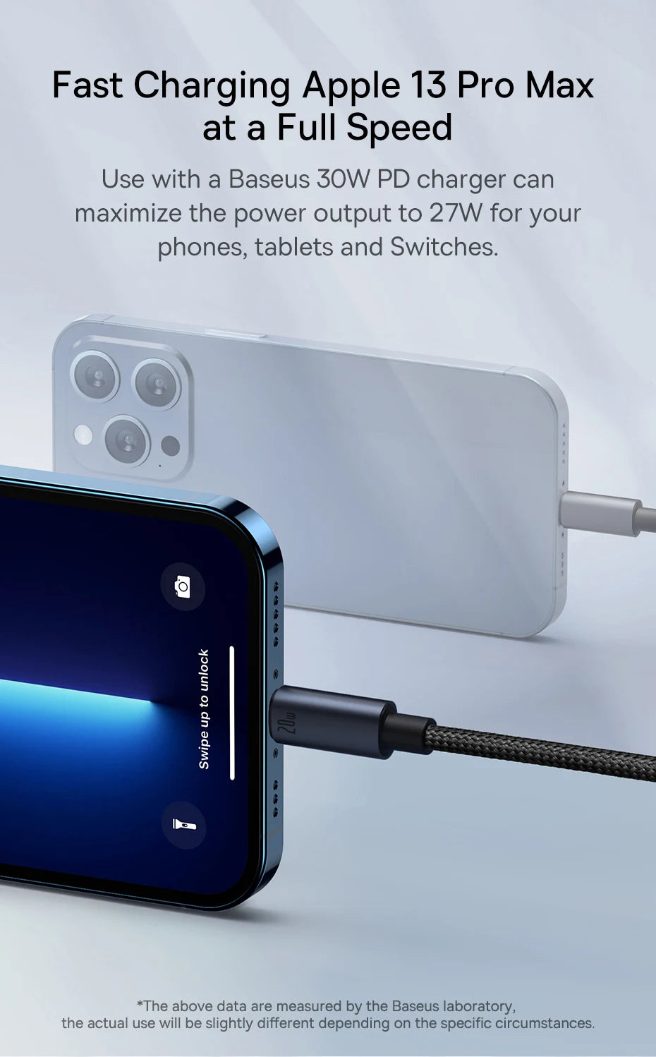 Baseus USB Cable For iPhone 13 12 11 pro max iPhone USB Cable Fast Charging For iPhone X XR 8 USB Type C to lightning Cable