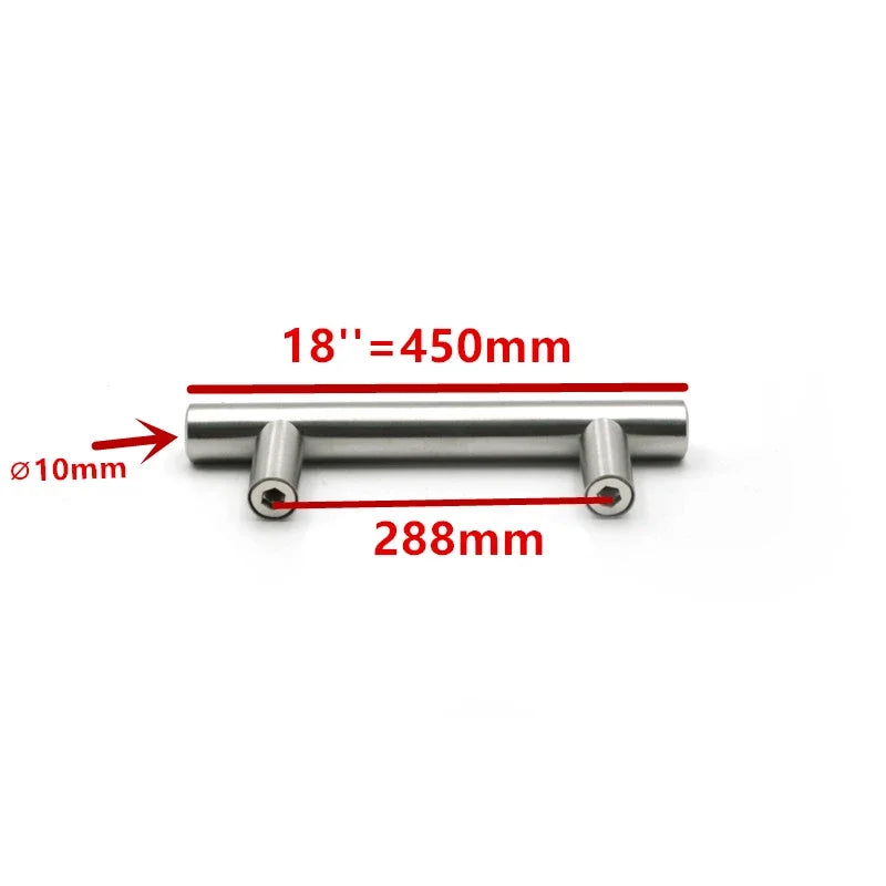Diameter 10mmStainless Steel Kitchen Door Cabinet T Bar Handle Pull Knob 2" ~ 24''