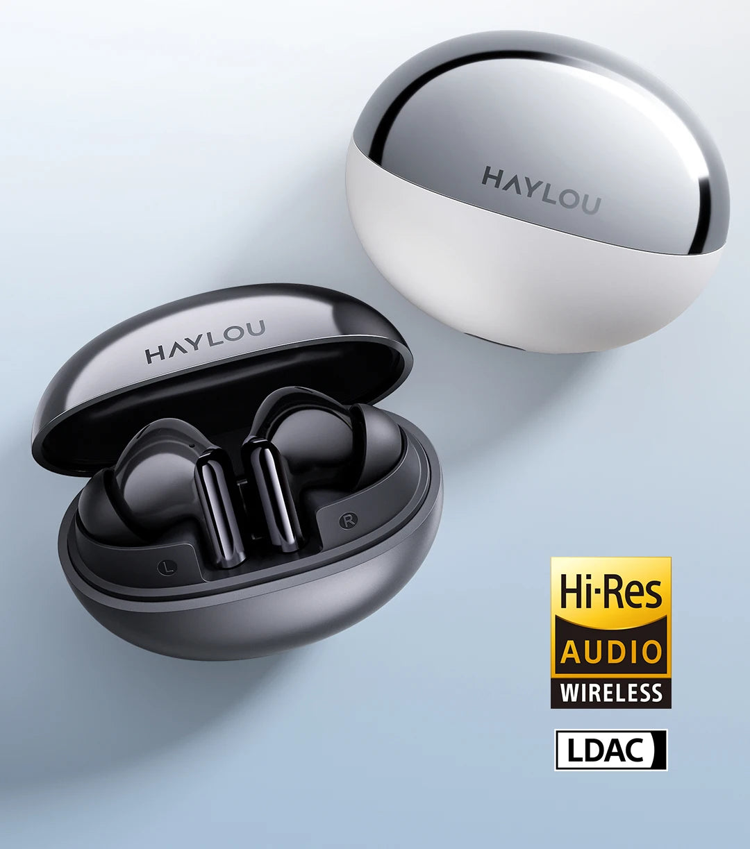 HAYLOU Flowbuds N55 Wireless Earbuds 54dB Adaptive ANC Bluetooth 6.0 LDAC Hi-Res Audio 6-Mic HD Call Earphones 40H Playback IPX5