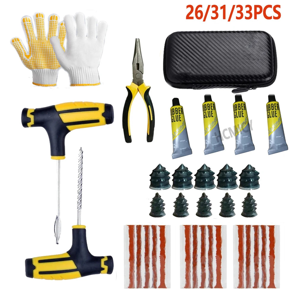 Professional Tire Plug Kit with Rapid-Seal Glue All-Weather Puncture Repair for Sedan to SUV Roadside Rescue Anti-Leak Guarantee
