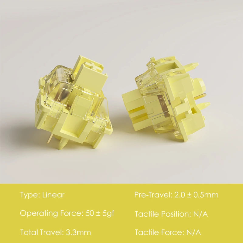 Akko V3/V5 Cream Yellow Pro Switch 5 Pin 50gf Linear With Stable Dustproof Stem For Mx Mechanical Keyboard (45 pcs)
