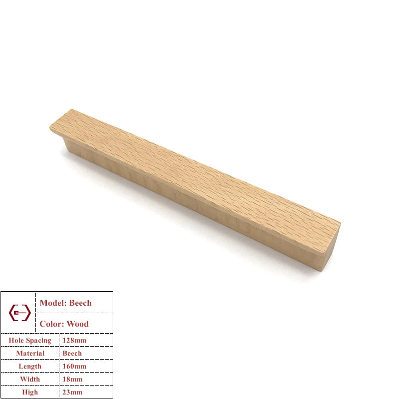 Beech Wooden Cabinet Handles Walnut Solid Wood Furniture Kitchen Door Handle Wardrobe Cupboard Drawer Knobs Hardware Pull Handle