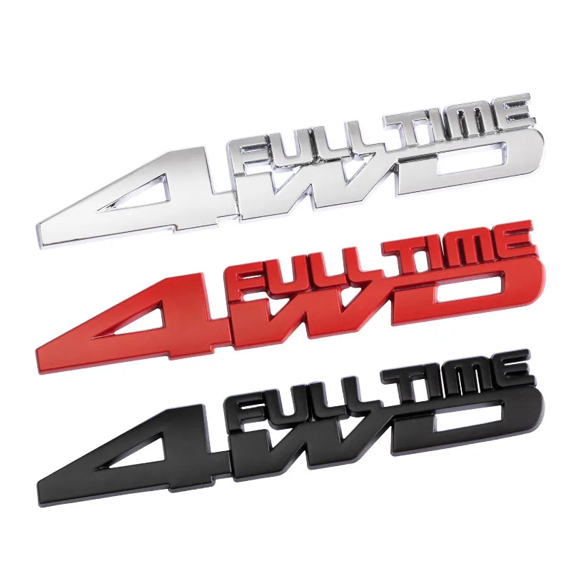 3D Metal 4WD Logo Decals Emblem Badge Car RearTrunk Fender Adhesive Badge Body Sticker ForToyota RAV 4 Hyundai Honda Accessories