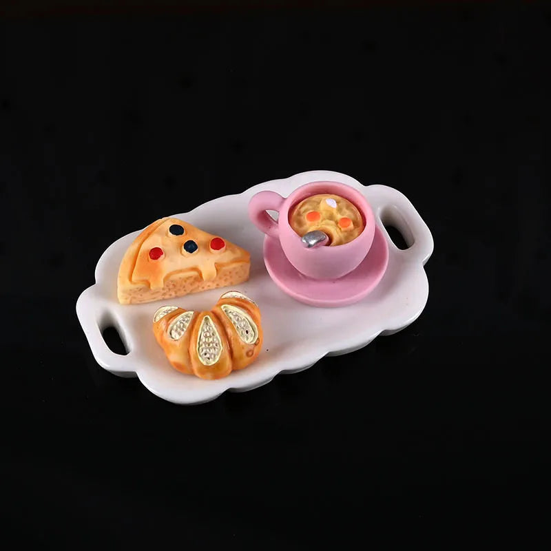 1set 1/12 Dollhouse Simulated Breakfast Afternoon Tea Set Dollhouse Mini Kitchen Food Decoration For Kid Pretend Play Toys