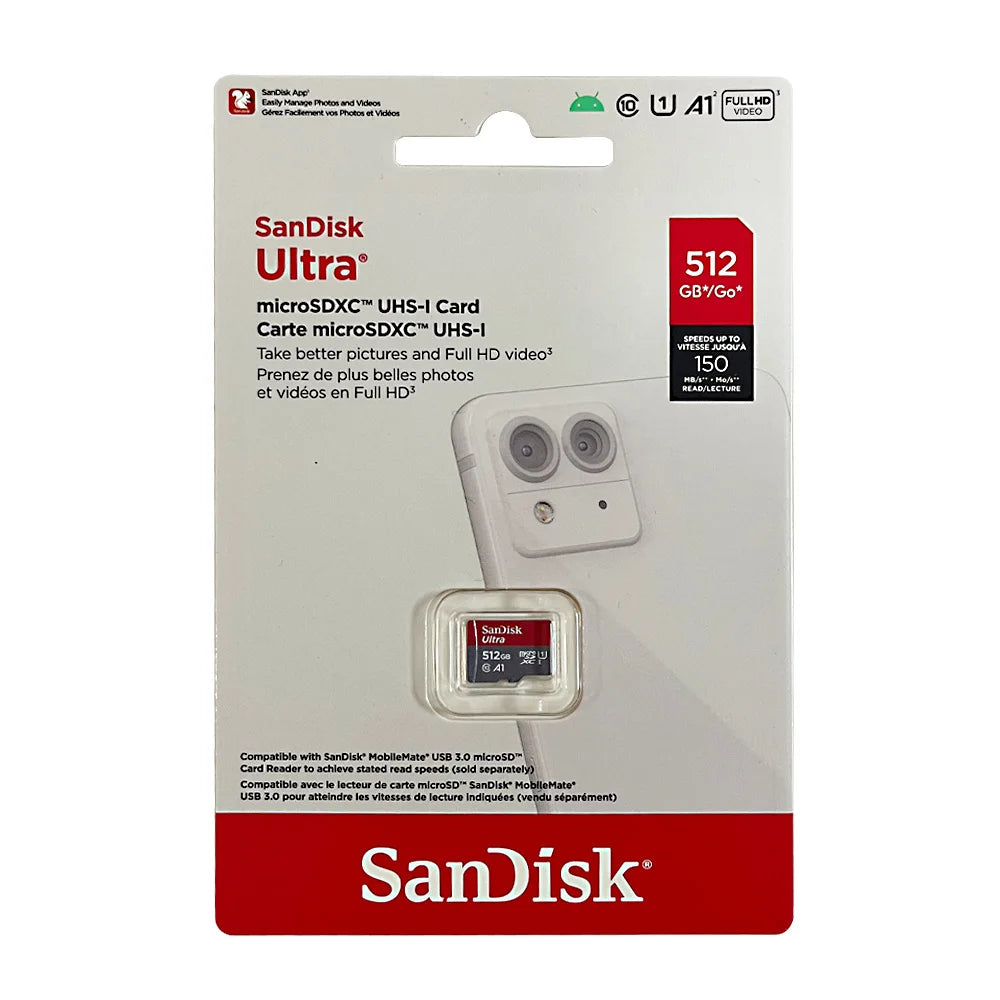 SanDisk Ultra MicroSD Card 32GB MicroSDHC A1 UHS-I Class10 64GB 128GB 256GB 512GB 1TB MicroSDXC Perfect for Full HD Video