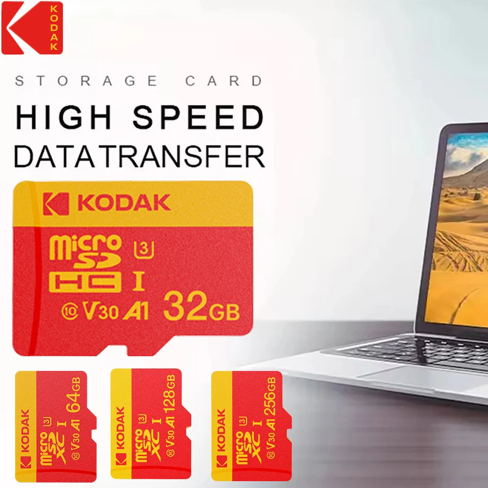 KODAK Micro SD Card 32GB-256GB UHS-I U3 V30 High Speed TF Memory Card for Smartphone Tablet Sports Camera with Adapter 16G