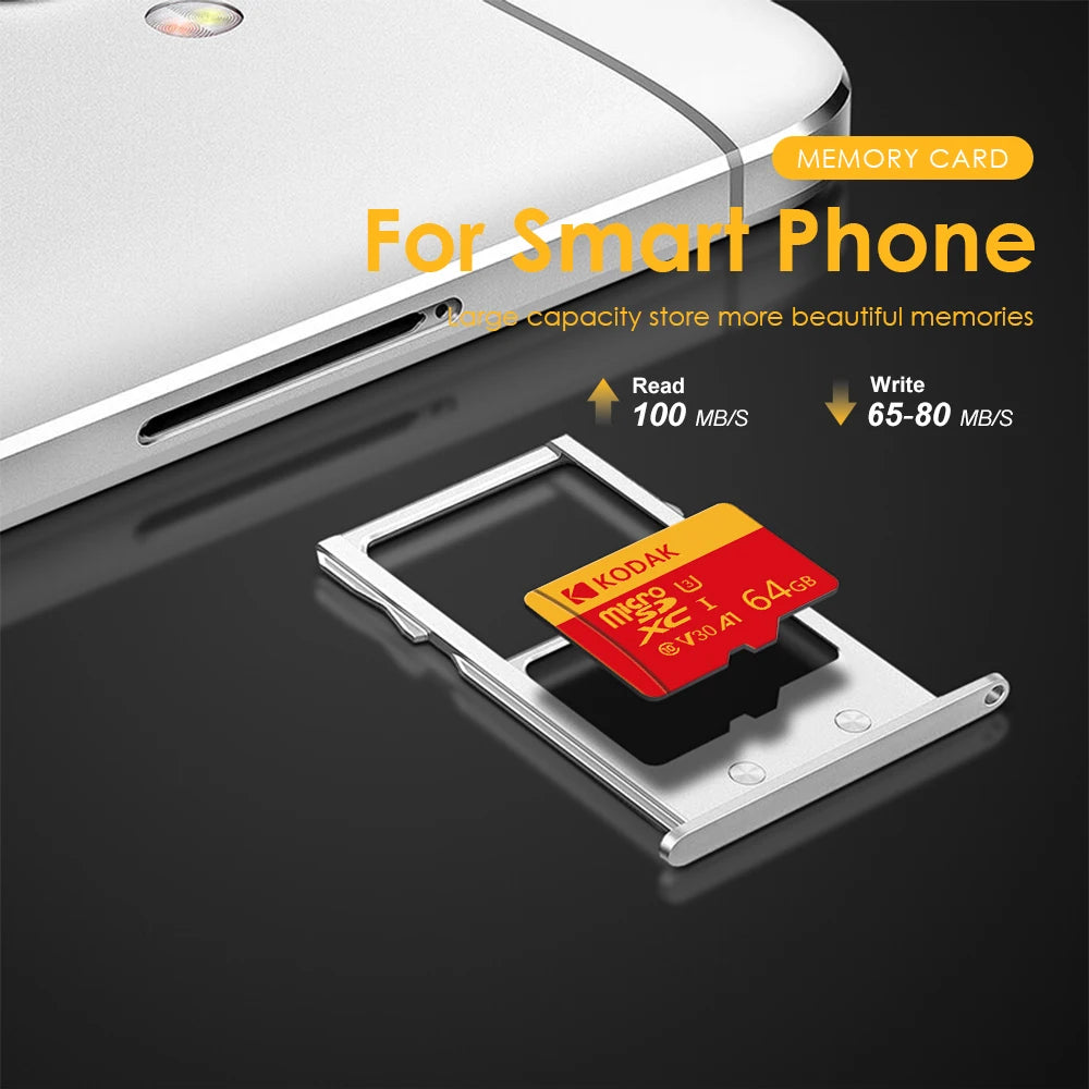 100% Original Kodak Red Memory Card 128GB 64GB 32GB A1 Micro TF SD Card Class 10 UHS-1 TF Flash Card for Samrtphone/PC