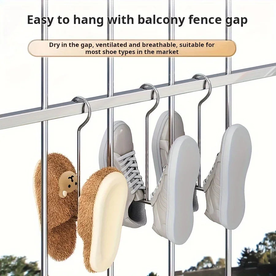 1/3pcs Stainless Steel Shoe Rack Hangers Metal Storage Box Space-Saving with Closet Hooks Silver Home Laundry Accessories