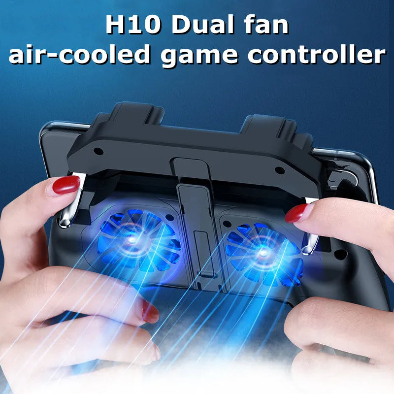 4 Fingers Mobile Phone Game Handle with Radiator Aim Shooting Gamepad Joystick Controller for IOS Android Gaming Accessories