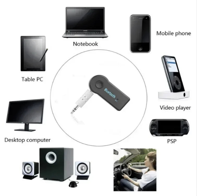 Wireless Bluetooth5.0 Car 3.5mm Socket Adapter,AUX Bluetooth 5.0 Receiver,Audio Converter Mobile Phone Hands-Free Stereo Adapter
