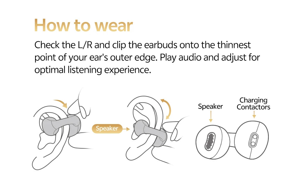 QCY Crossky C30S Open Ear Earphones Wireless Bluetooth 6.0 Clip-On Earbuds LDAC Hi-Res Audio Dual Connection 40H IPX5 Waterproof