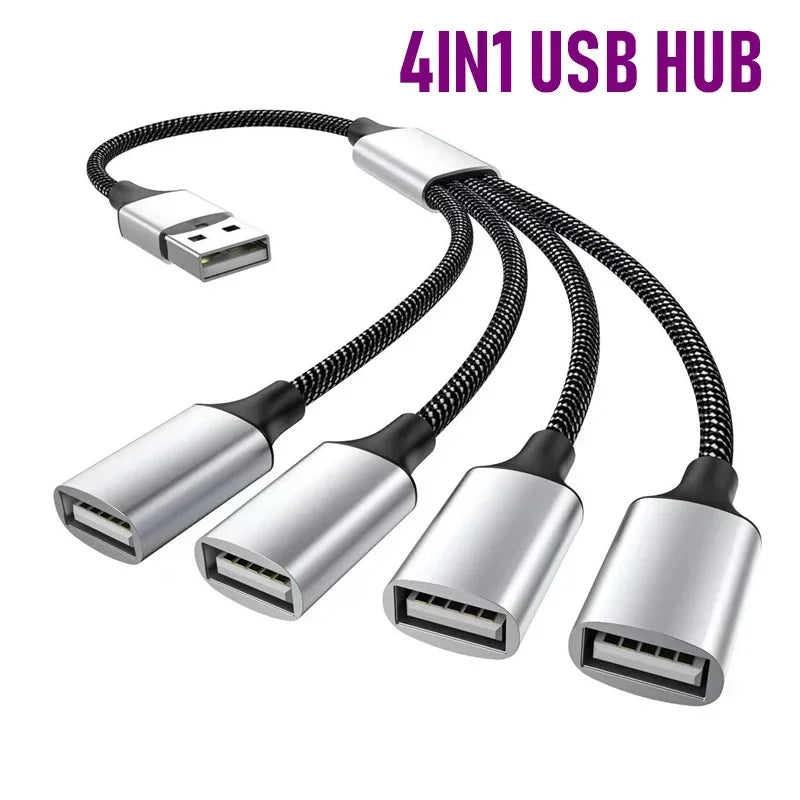 4-Port Type C USB Hub Fast Data Transmission OTG Adapter Multi Device Extension for Computer Laptop