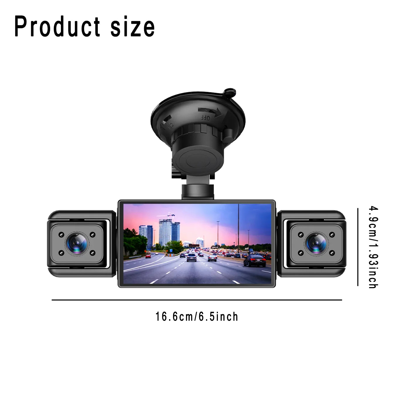 BCUOZ 4-Lens 360° Dashcam with Super Night Vision - 1080P Front 720P Rear Left Right Car Cameras G-Sensor Loop Recording WDR 12-24V Plug Power Supply Optional 64GB Memory Card
