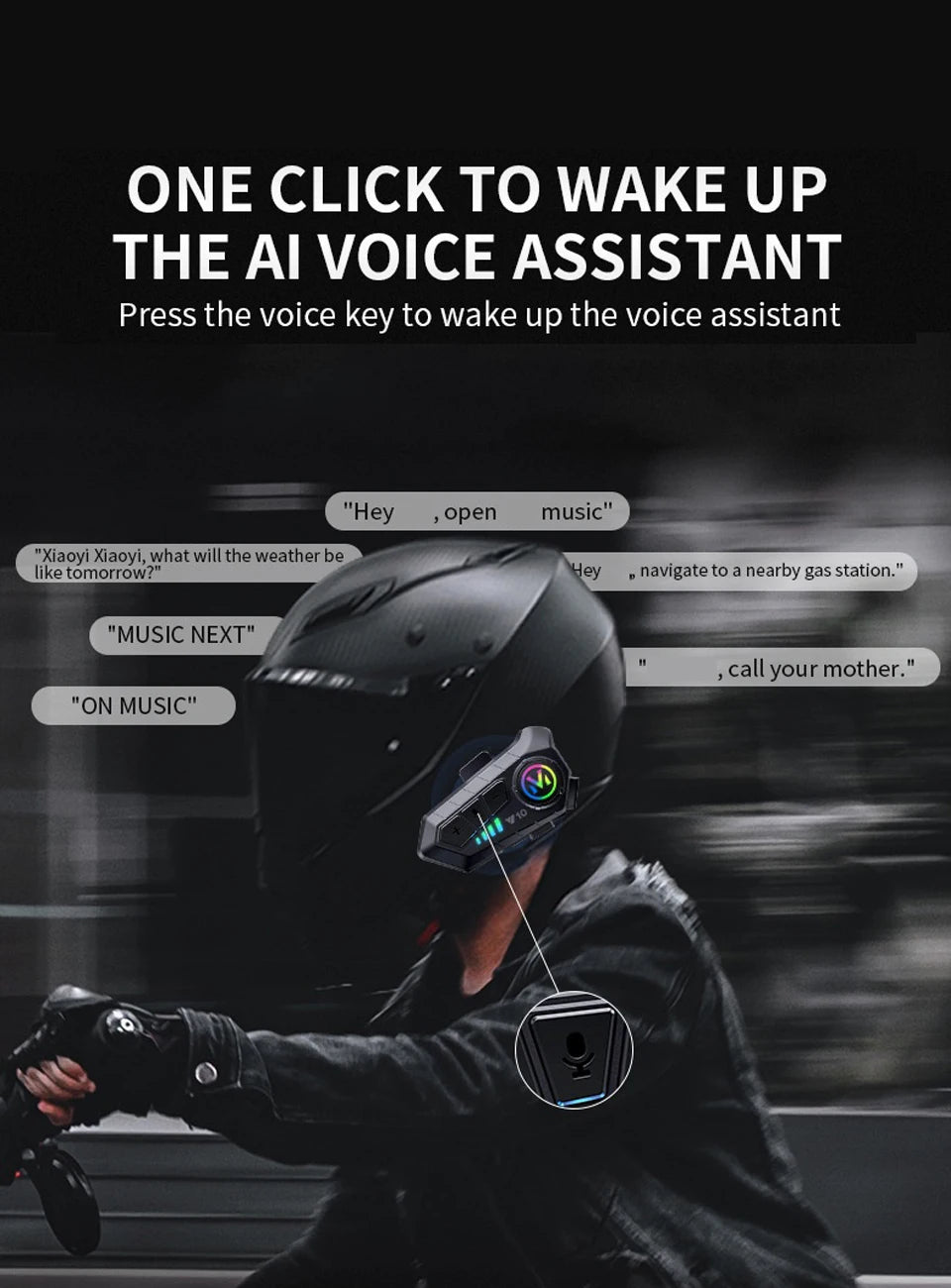 3D Motorcycle Helmet Headset With LED Earphone Bluetooth 5.3 Stereo Waterproof For Android iOS Smart iPhone Universal Headset