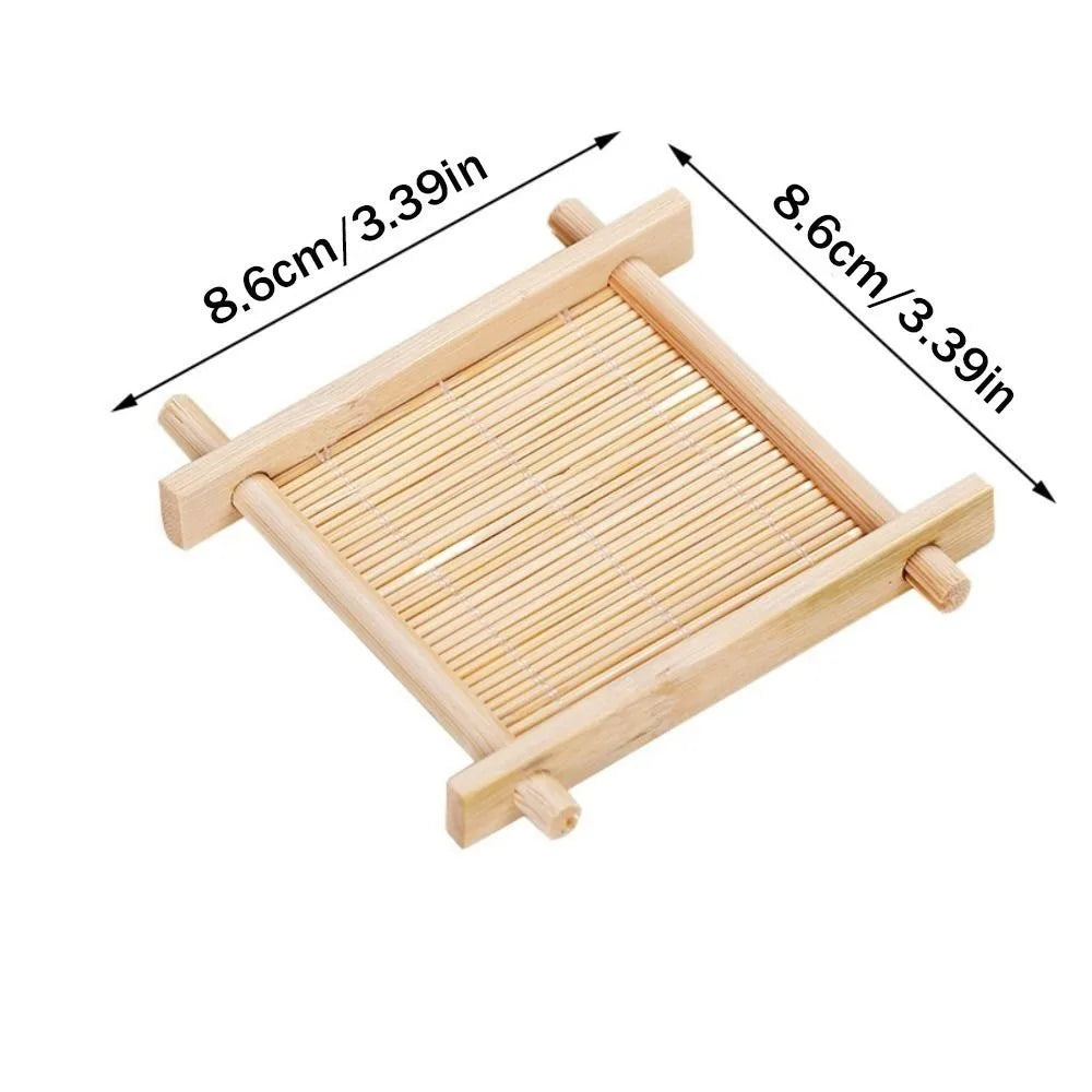 Tea Trays Square Bamboo Teacup Pad Retro Coffee Cup Mug Cup Tableware Heat Insulated Coasters Kitchen Restaurant Accessories