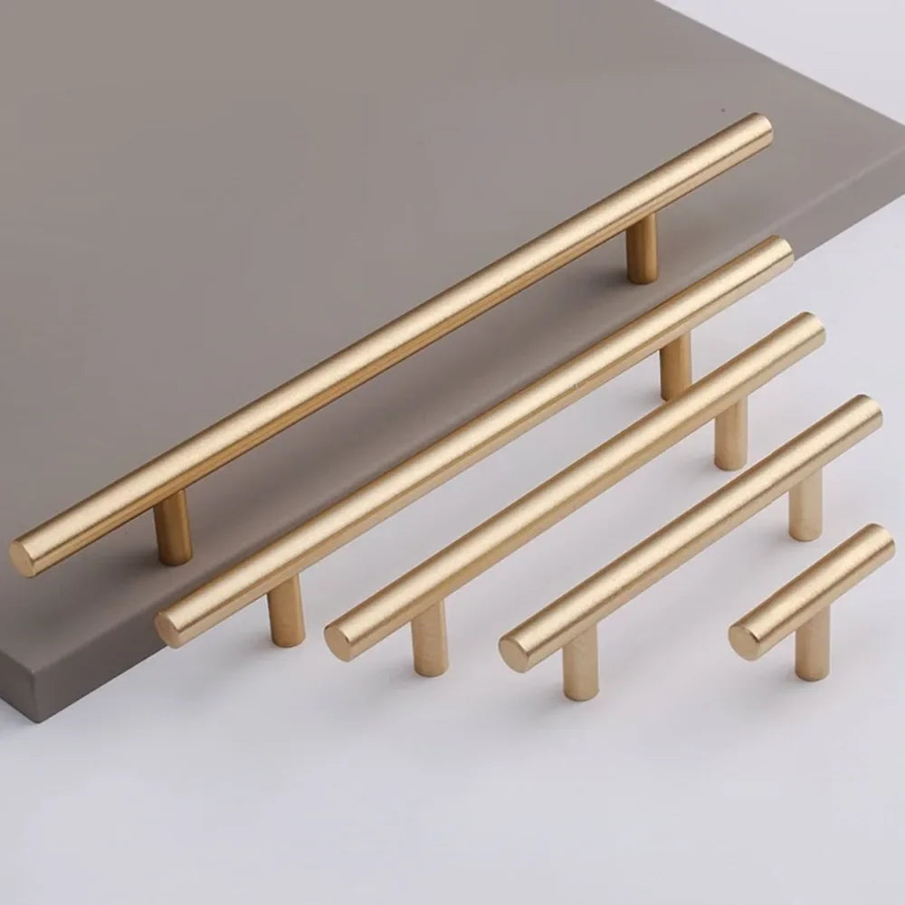 Modern Gold Kitchen Door T Bar Straight Handle Knobs Cabinet Pull Diameter 10mm Stainless Steel Handles Furniture Handle