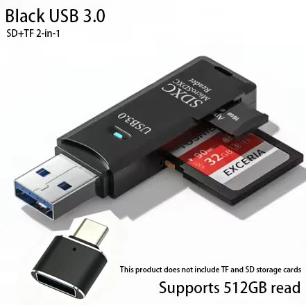 2-in-1 Multi Functional  USB 3.0 Card ReaderMiniSD TFMemoryCardReaderUSBFlashDrive CardreaderAdapter For PCLaptops Accessories