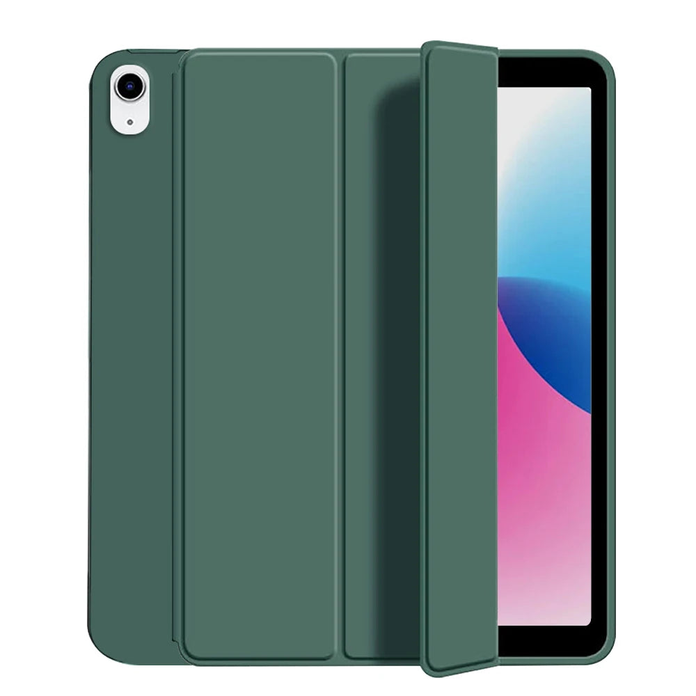 for iPad 5/6/7/8/9/10th gen Compatible with Air 4/5/6/7 Pro 11, three fold stand intelligent protective cover with soft TPU case