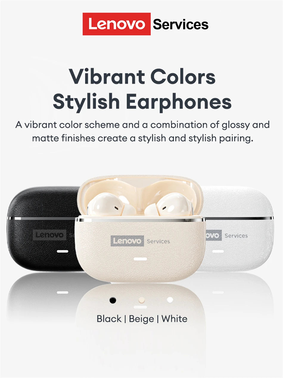 Choice Lenovo LE208 Wireless Bluetooth Leather Earphones Stereo ENC Noise Cancelling Headphone 38ms Low Latency Gaming Headset