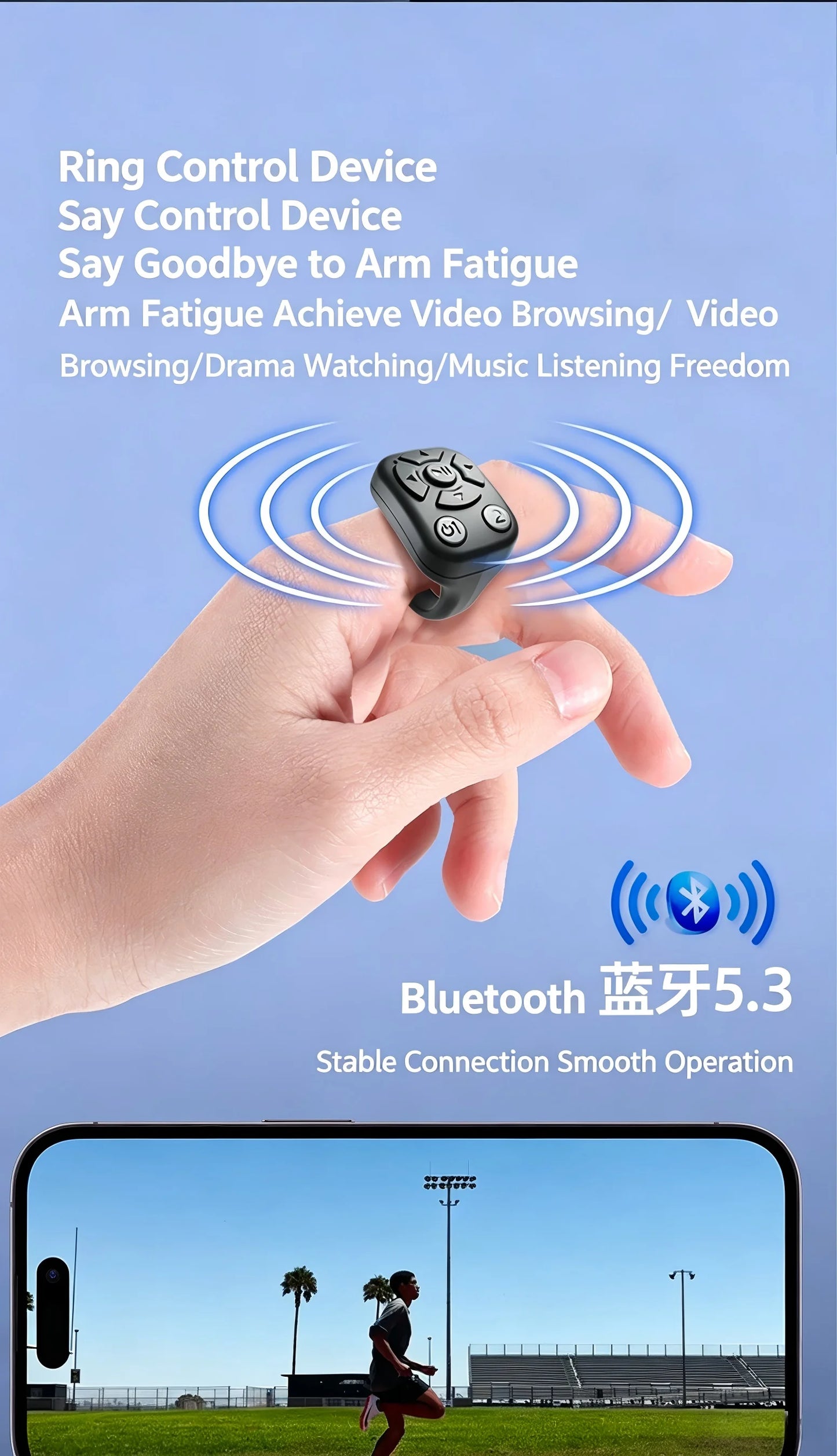 Bluetooth Scrolling Ring Wireless Remote Control, Short Video Page Turner Camera Shutter Controller, Universal Mobile Phone Tabl