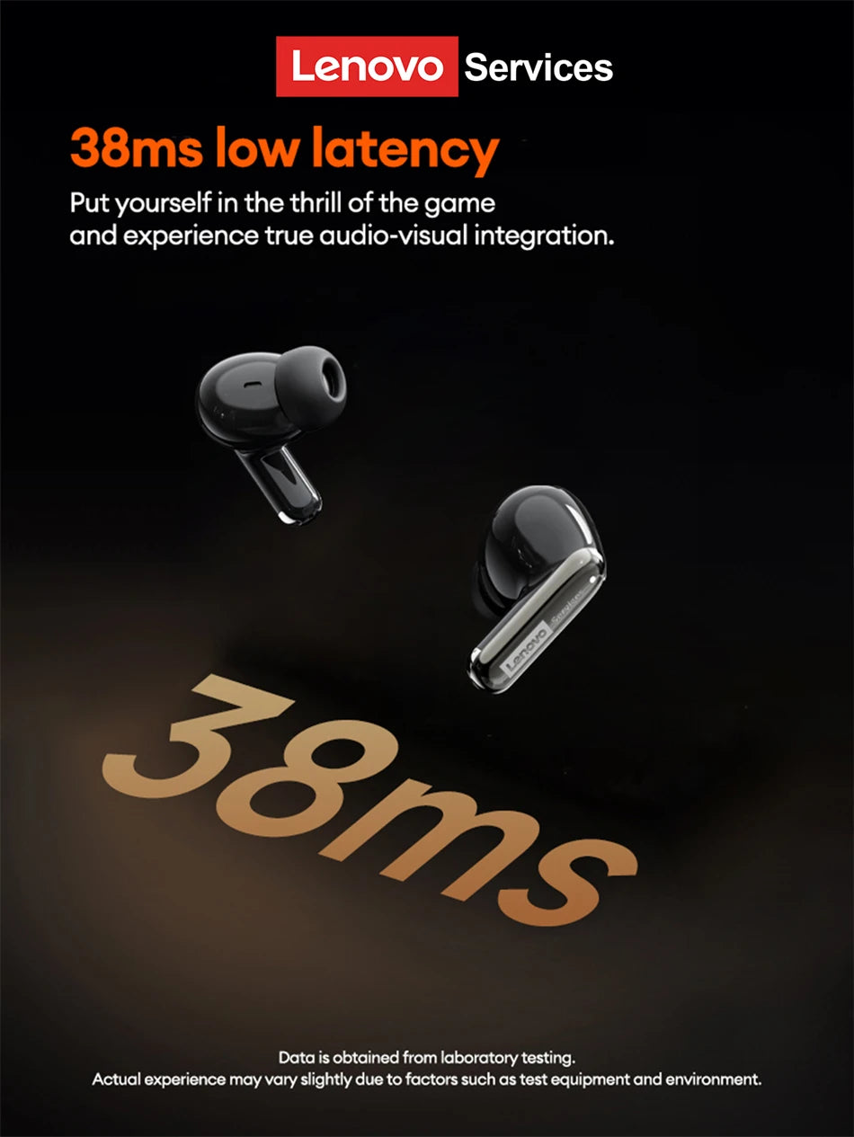 Choice Lenovo LE208 Wireless Bluetooth Leather Earphones Stereo ENC Noise Cancelling Headphone 38ms Low Latency Gaming Headset