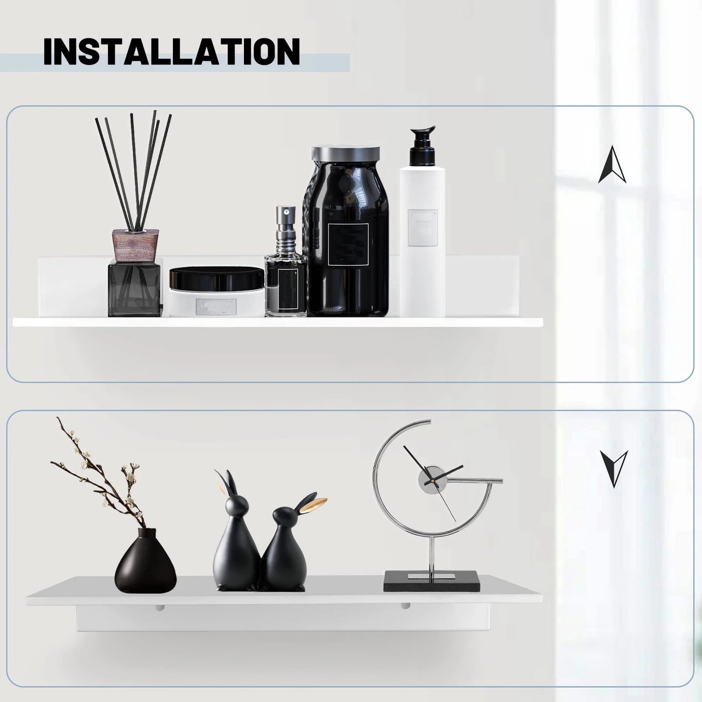 20/30/40/50cm Metal Floating Shelves Wall Mounted Storage Shelf Kitchen Shower Room Bedroom Bathroom Organizer Accessories