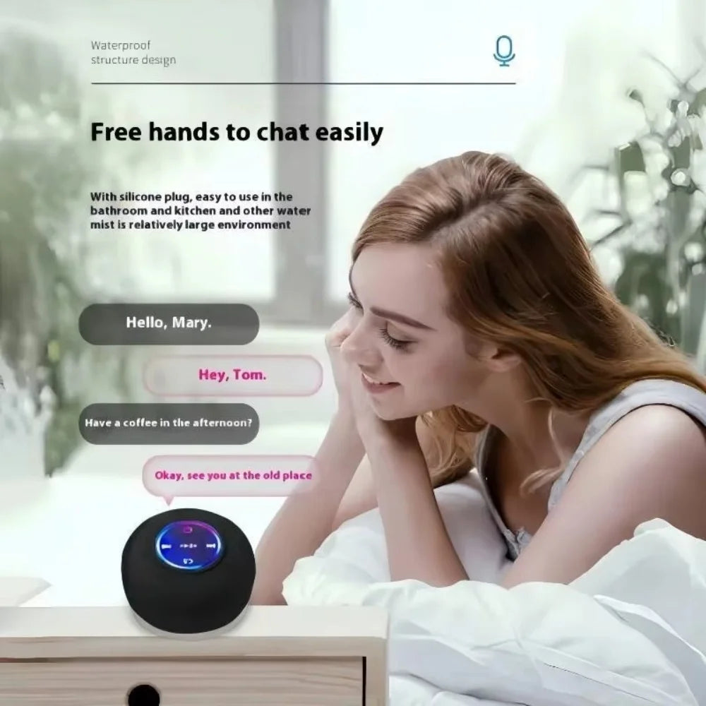 Mini Portable LED Bluetooth Speaker New Bathroom Waterproof Large Suction Cup Speaker Wireless Outdoor Sports Stereo Speaker