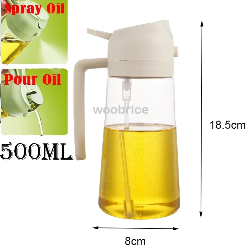 2 in 1 Pour Spray Sprayer Kitchen Fryer Air Spray Oil Dispenser Bottle for Olive Oil Cooking Frying BBQ Camping Large Capacity