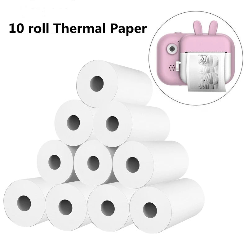 10 Rolls White Children Camera Wood Pulp Thermal Paper Instant Print Kids Camera Printing Paper Replacement Accessories Parts