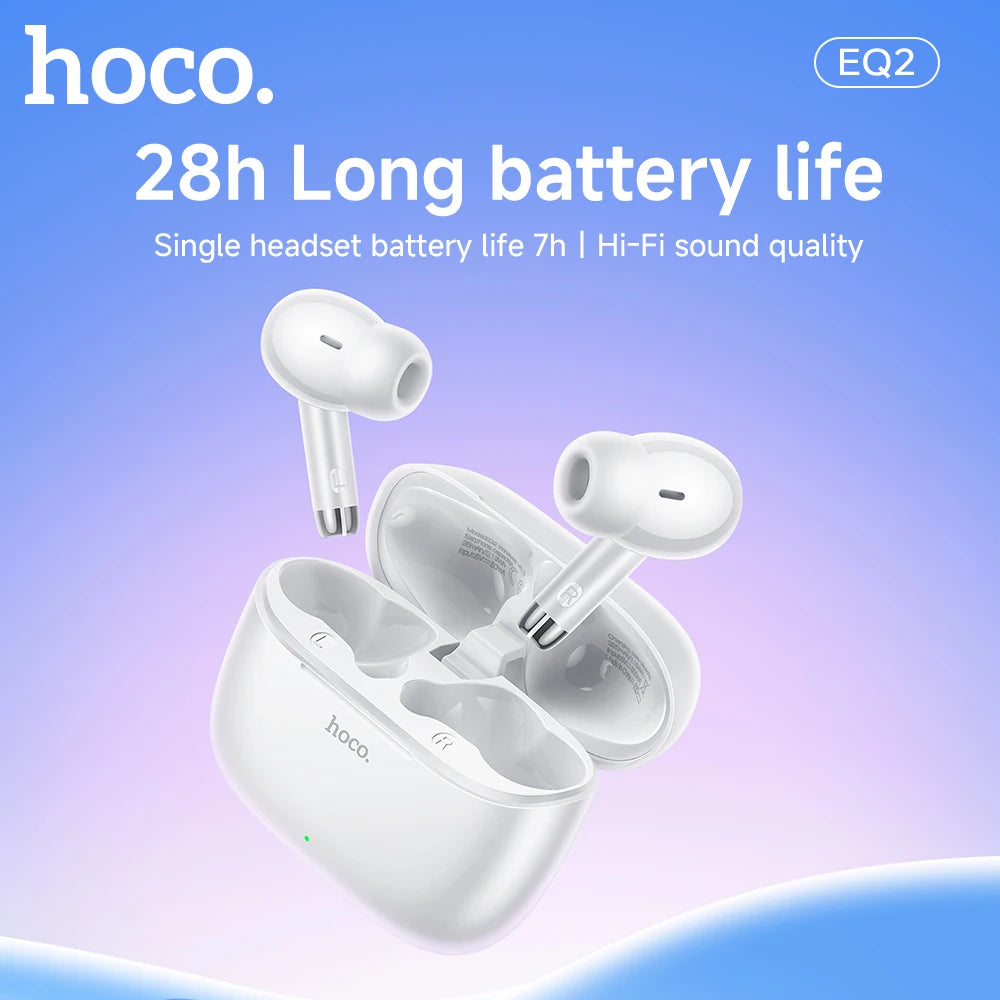 HOCO EQ2 True Wireless Bluetooth 5.3 Earbuds Touch Control Stereo In-Ear Headphones Built-In Microphone Sports Compatible