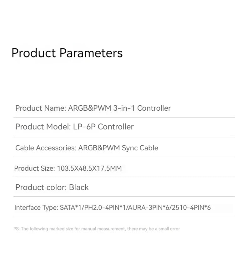 TEUCER LP-6P ARGB Remote Control 6 Way Splitter 4Pin PWM Cooling Fan Hub for Computer PC Case Chassis Radiator SATA Power Supply