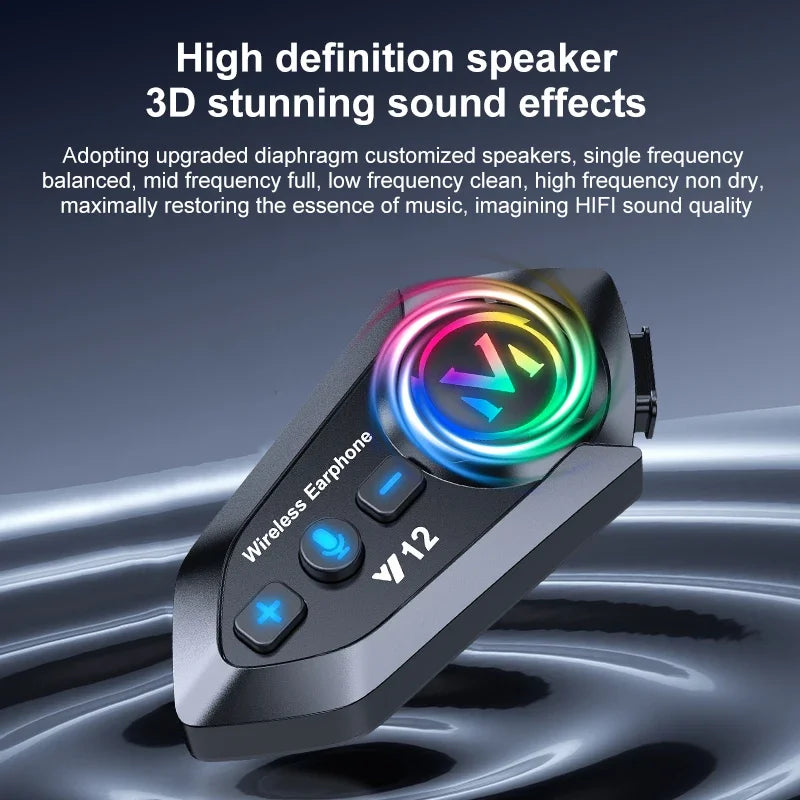Bluetooth 5.4 Motorcycle Helmet Headset 500mAh Battery Life Wireless Hands Free Headphone Waterproof Noice Reduction Earphone