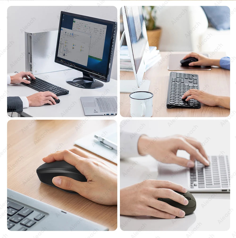 Portable Wireless Bluetooth Mouse Compact Ergonomic 2.4G USB Noiseless 1600DPI 500mAh Rechargeable for PC Tablet Laptop MacBook