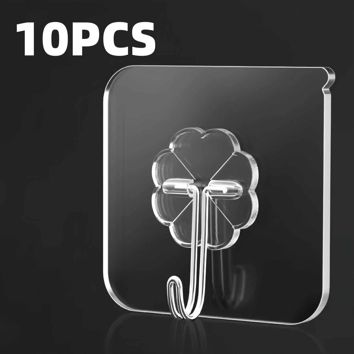 10 pieces of strong self-adhesive hooks, transparent hangers, towels, bathroom kitchen stainless steel hooks
