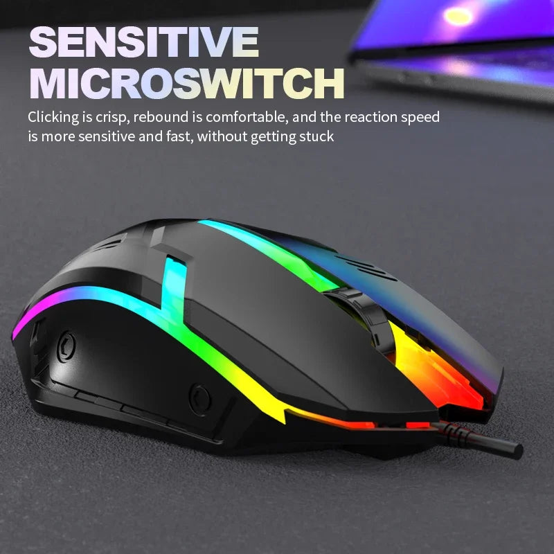 S1 Wired 3 Keys Mouse Colorful Lighting Gaming and Office For Microsoft Windows and Apple IOS System