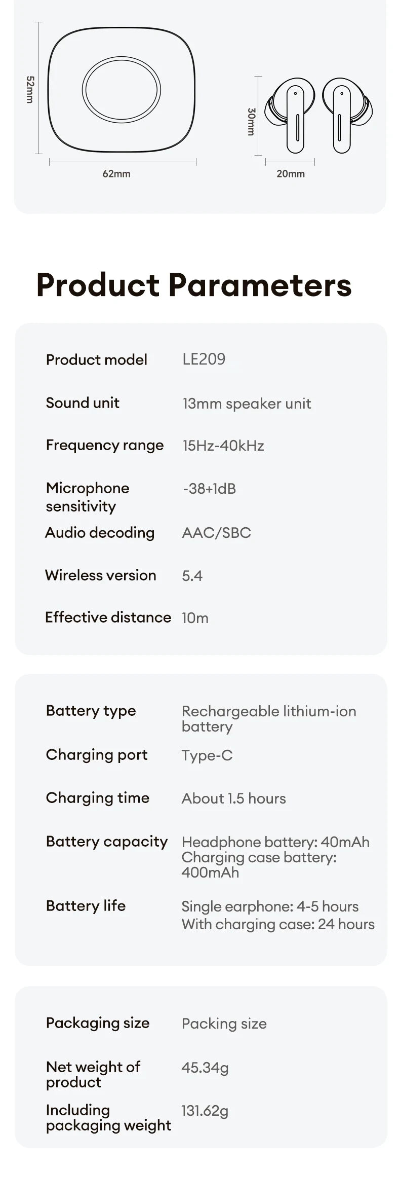New Lenovo LE209 Wireless Bluetooth Earphone Business Music Bluetooth Headphone HD Call with Mic 30H Battery Life Gaming Headset