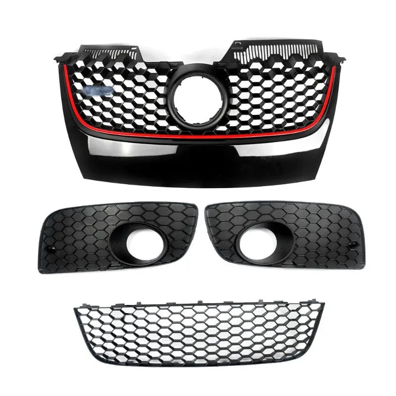 For  VW MK5 2006 2007 2008 2009 Jetta GLI GTI Front Bumper Grille Honeycomb Style Grille Set of 4 Center Grill BodyKits Autopart