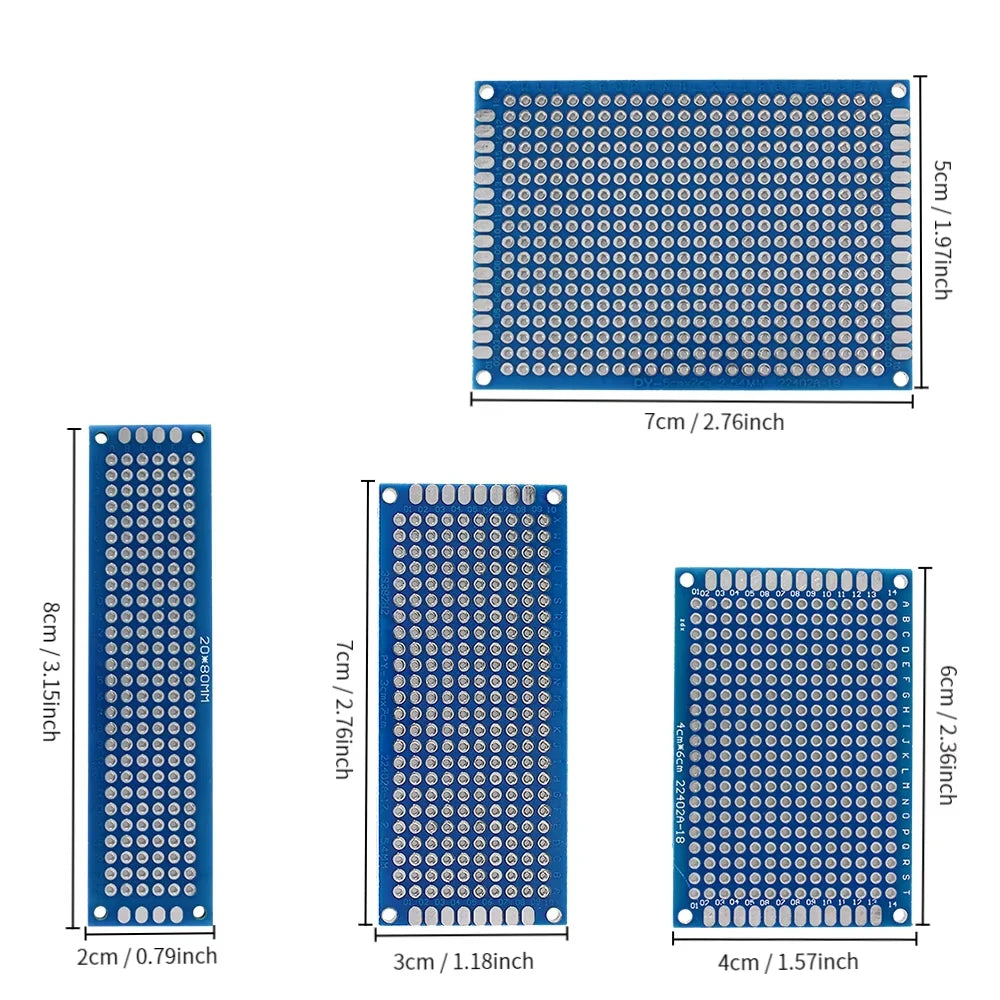 20PCS/Lot Double sided PCB kit Board Breadboard 2x8 3x7 4x6 5x7cm Universal PCB Experiment Blue Prototype Circuit Boards Diy