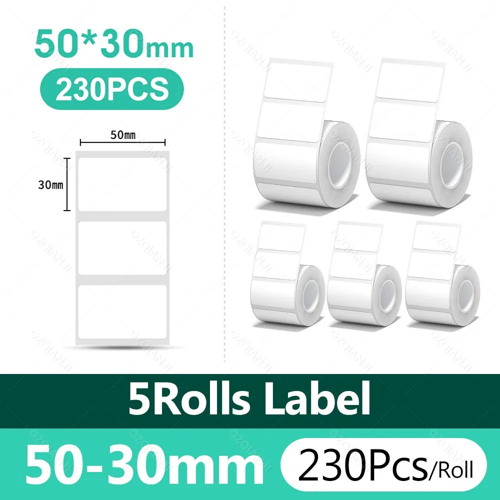 3/5/10 NiiMBOT White Label Paper Waterproof Self-adhesive Rolls For B1 B21 Mini Label Printer Price Tag Office Maker UV Print
