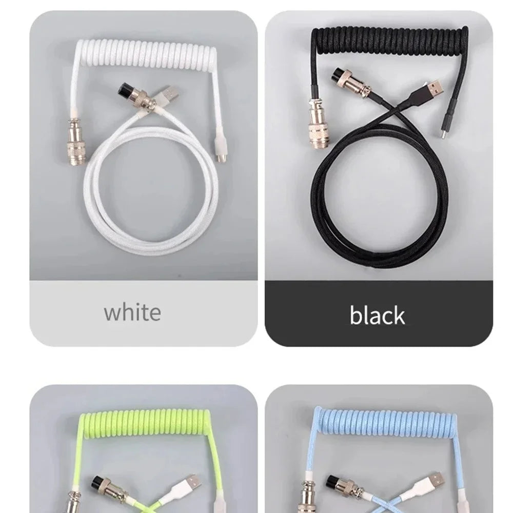 Mechanical Keyboard Coiled Cable Detachable USB C Aviator Connector Coiling Cable Desktop Computer Gaming Keyboard Accessories