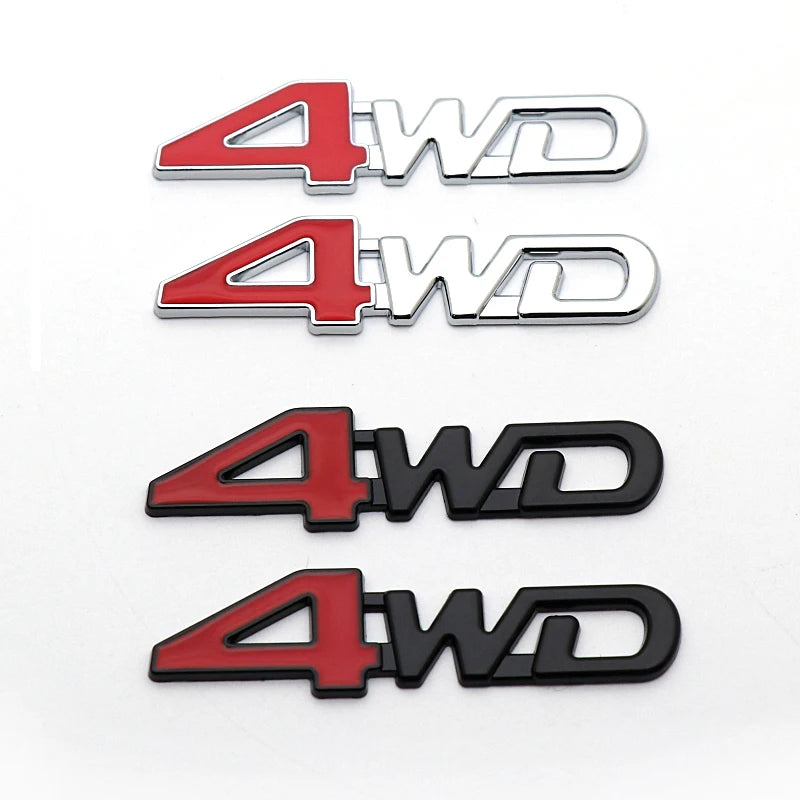 3D Metal 4WD Logo Decals Emblem Badge Car RearTrunk Fender Adhesive Badge Body Sticker ForToyota RAV 4 Hyundai Honda Accessories