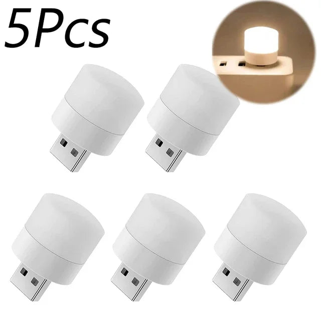 Small USB Night Light Computer Mobile Power Charging Mini Book Lamps LED Light Warm White Eye Protection Reading Light 1/10Pcs