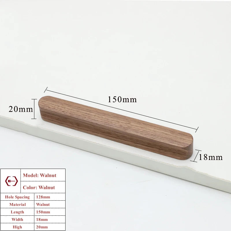 Wooden Cabinet Handles Beech Walnut Solid Wood Furniture Door Handle Kitchen Cupboard Drawer Knobs Wardrobe Hardware Pull Handle